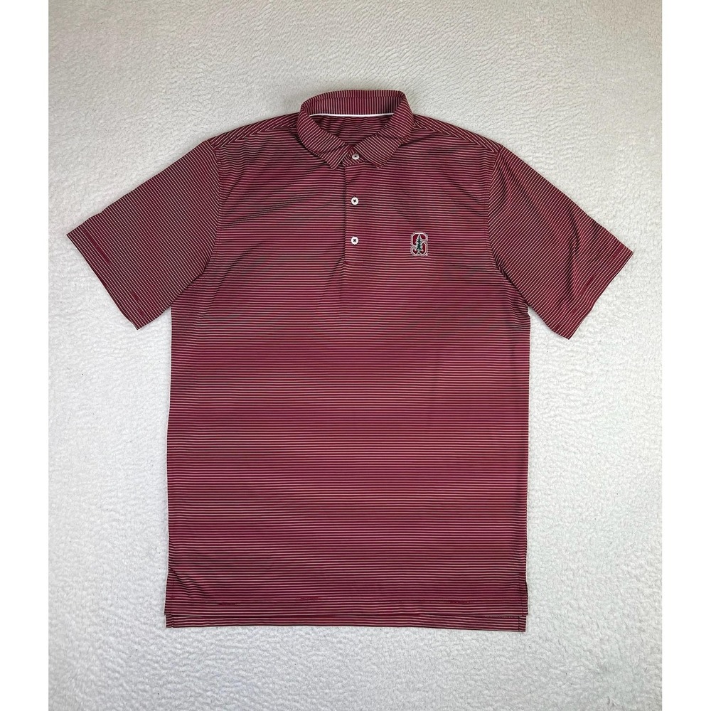 Stanford Cardinal Shirt Mens XL Red NCAA Golf Johnnie-O Performance Polo Striped